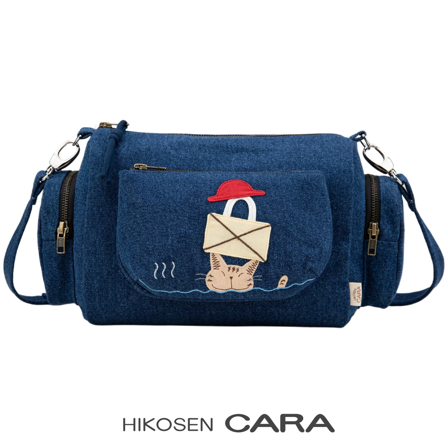 HIKOSEN CARA卡拉猫小红帽猫咪单肩包百搭多口袋斜挎包休闲牛仔包
