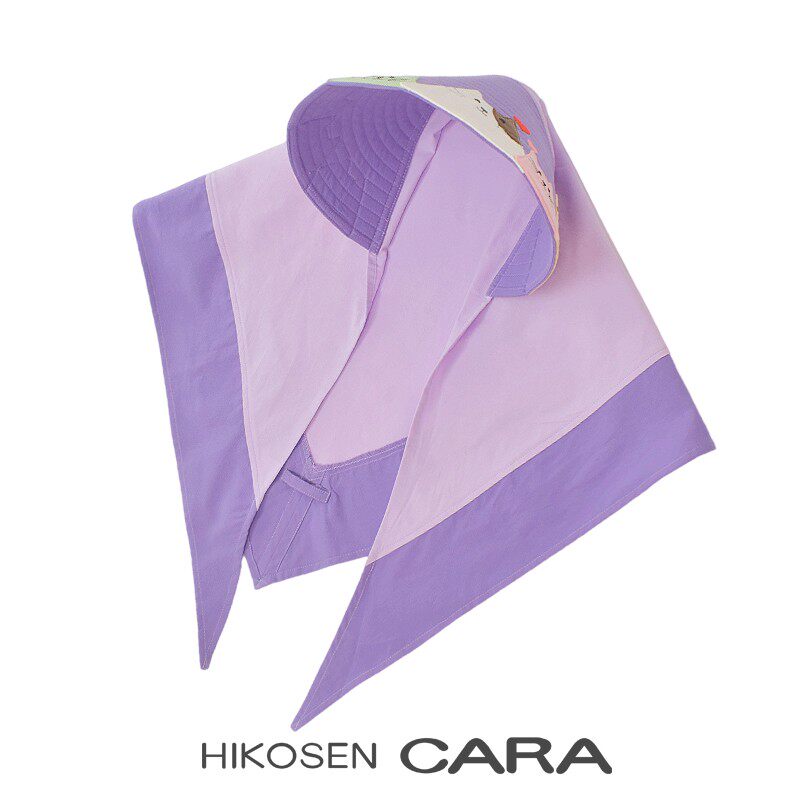HIKOSEN CARA卡拉猫猫咪三角帽女撞色百搭防晒多用布帽子披肩