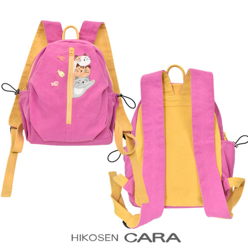 HIKOSEN CARA卡拉猫帆布双肩包女ins小众百搭卡通猫咪户外背包
