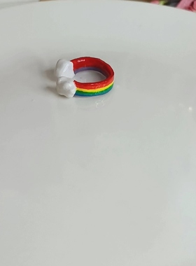 石塑粘土diy手工戒指原创彩虹创意设计食指戒卡通彩绘云朵可爱