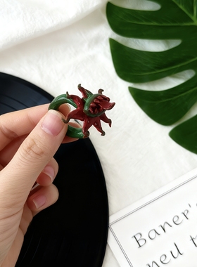 hahaha食人花粘土戒指diy纯手工创意克苏鲁怪诞藤蔓獠牙食指戒