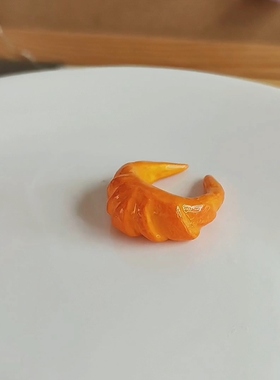 牛角包戒指石塑粘土diy手工戒指原创面包食玩创意设计食指戒卡通