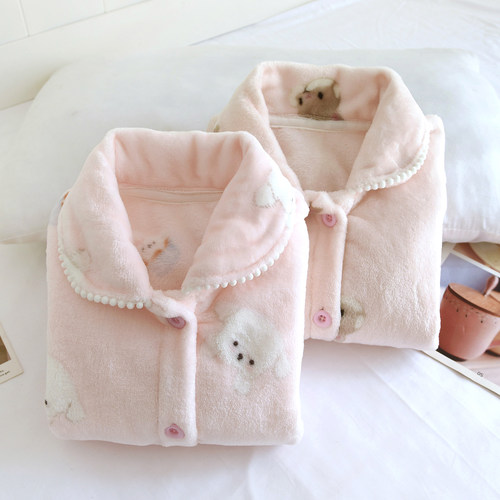 加厚法兰绒睡衣保暖女童可爱秋冬