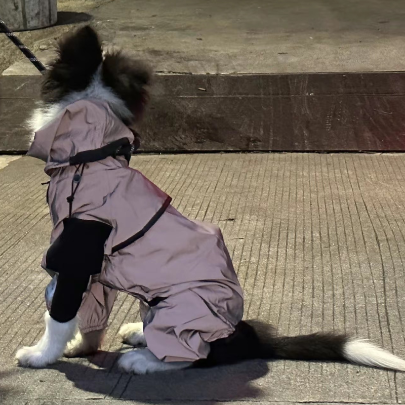 狗狗雨衣战术反光全包四脚大型犬潮牌雨衣可粘贴袖章金毛边牧衣服