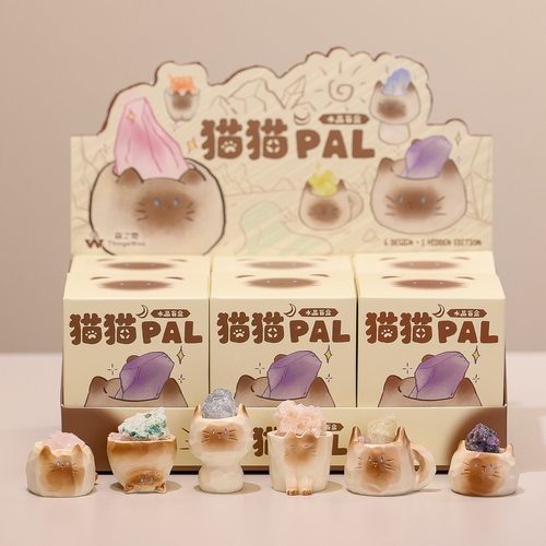 可爱水晶小猫咪小豆丁盲盒摆件