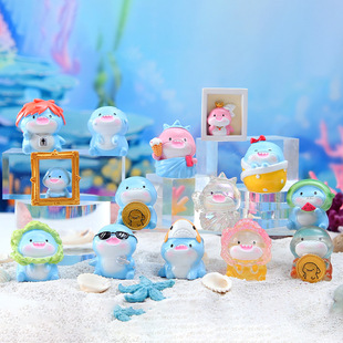 鲨鱼派对盲盒恶搞笑生日礼物可爱卡通公仔鲨瓜鲨币鲨马特潮流玩具