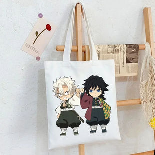 犇Kamado Nezuko 鬼灭之刃印单肩折叠袋购物袋全球外贸帆布袋手提