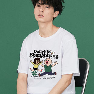 邦邦和玉智的日常周边t恤夏季男女同款韩国动画宽松纯棉短袖衣服