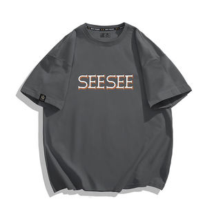 SEESEE字母T恤春夏季男女款小众日系潮牌宽松情侣美式短袖衣服