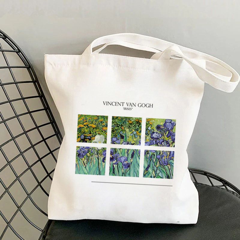 犇购物者 Van Gogh Img 印花卡哇伊手袋 Harajuku Women Shopp - 实物图