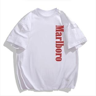 枪炮与玫瑰乐队短袖t恤男万宝路Marlboro应援纯棉宽松半袖T恤夏潮