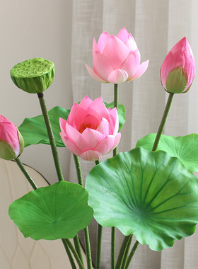 室内仿真花荷花新中式绢花