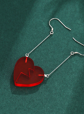 JoJo奇妙冒险耳钉波鲁那雷夫纯银耳环波波二次元耳坠红色爱心耳夹