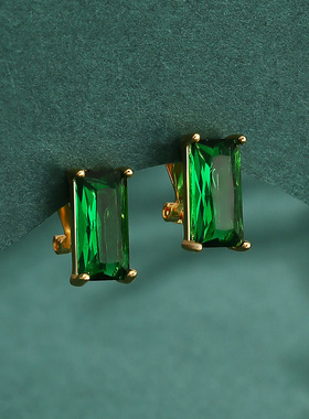 925银偶像梦幻祭耳环 复古新中式耳饰鸣上岚耳坠 祖母绿耳钉