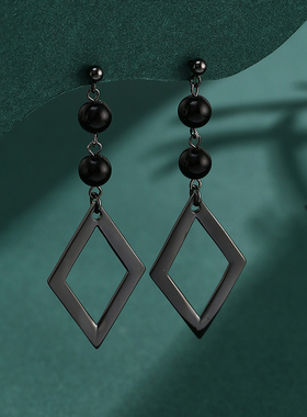 兰利黑色耳饰 二次元耳夹 无期迷途耳环 菱形动漫耳钉