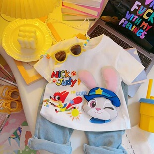 T恤夏装 打底衫 2026新款 卡通上衣半袖 潮 宽松韩版 少儿立体玩偶短袖