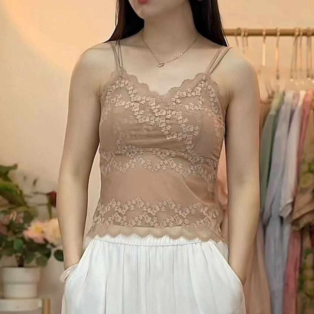 2358蕾丝美背内衣长款性感御姐吊带背心外穿新款内搭洋气爆款