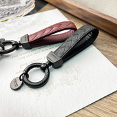 牛皮编织汽车钥匙扣男士 挂饰激光刻字 车钥匙挂件女钥匙链挂绳个性