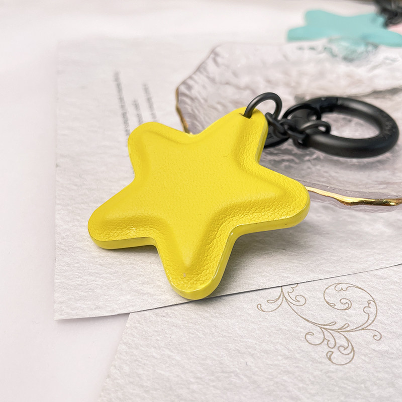 新款半立体真皮五角星挂件钥匙链星星钥匙扣包包挂饰潮玩diy配饰