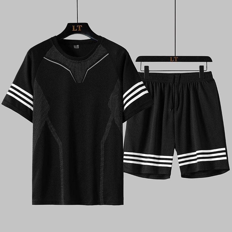 现货主推速干健身跑步健身短袖短裤两件套休闲套装男TZ23，男装休闲套装，电商B226-2（原B217-2）