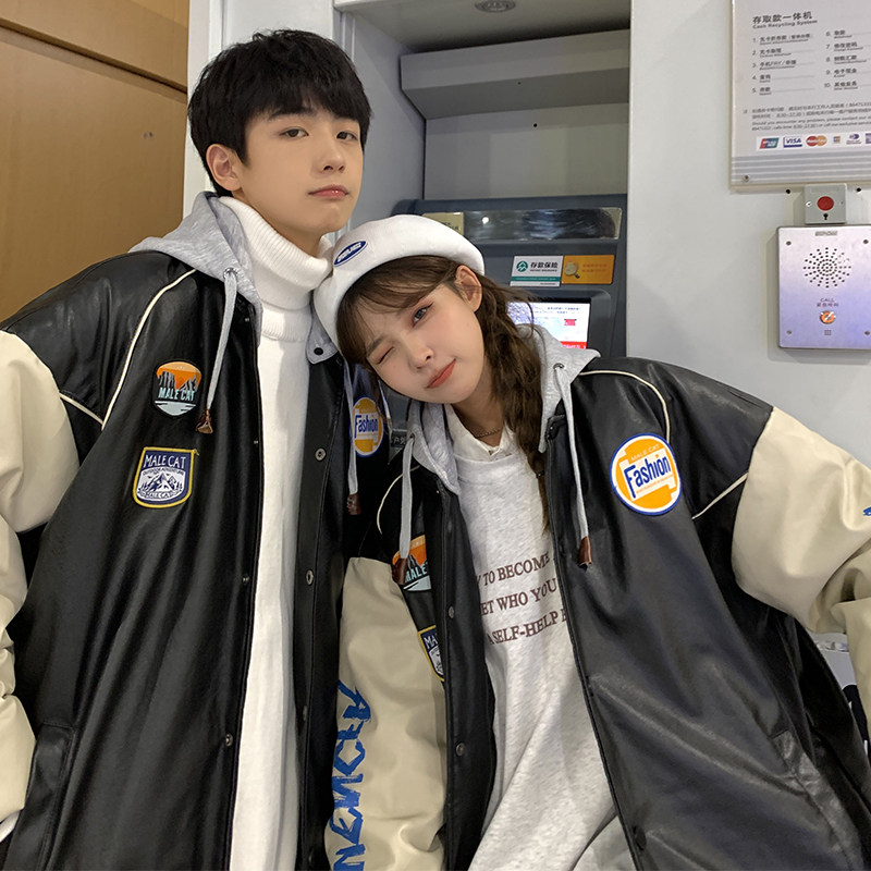 2025新款情侣休闲宽松连帽潮流皮棒球服羽绒服外套男YR2166P185,男装羽绒服,电商B226-2（原B217-2）