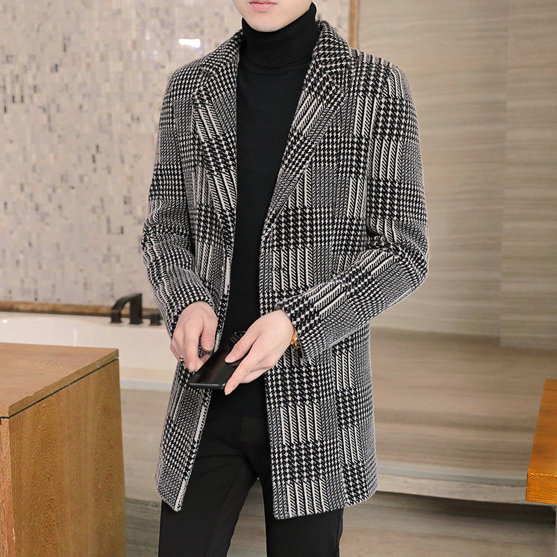 秋冬季新款男士商务休闲西装领毛呢大衣中长款风衣外套N727P190，男装毛呢大衣，电商B226-2（原B217-2）