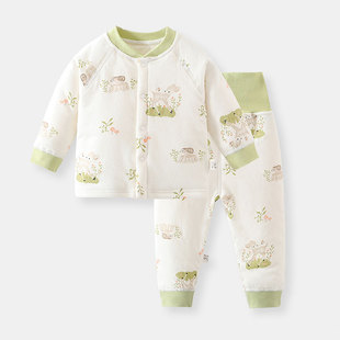 3岁宝宝秋冬保暖男女童高腰护肚 40g夹棉01 婴幼儿薄棉衣棉裤 套装