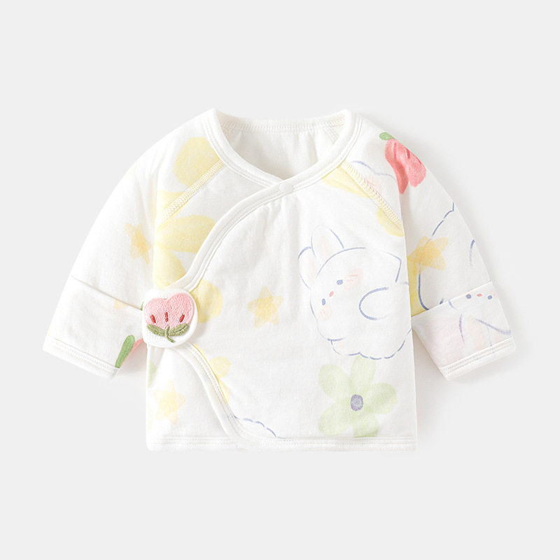 新生婴儿半背衣纯棉夹棉保暖内衣服春秋冬季薄棉护肚和尚服03个月
