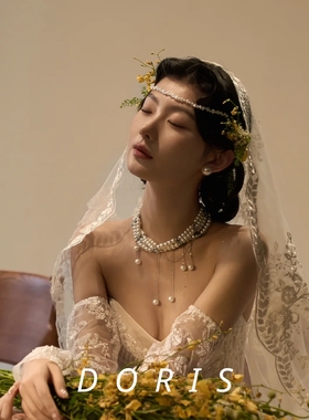 新娘法式多层珠珠叠戴流苏项链女小众设计感时尚气质轻奢百搭颈链