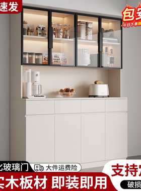 家用客厅酒柜橱柜餐边柜靠墙一体储物柜子高柜轻奢茶水柜定制碗柜