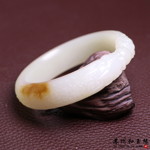 苏工工艺文化雕刻新疆天然和田玉且末糖料手镯男女同款正品带证书