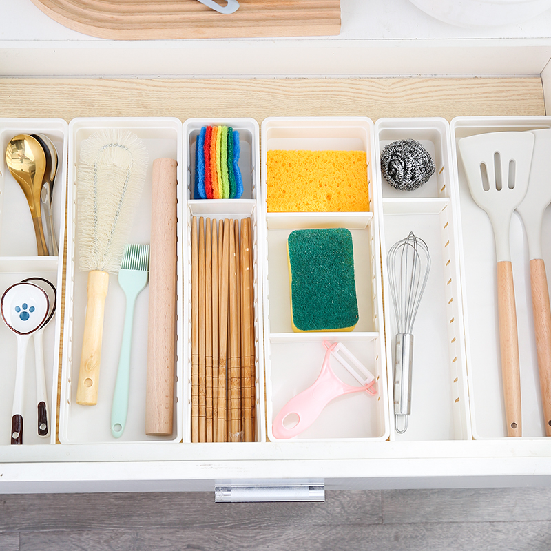 抽屉式收纳盒长方形磨砂塑料厨房文具化妆品桌下杂物整理分格盒子