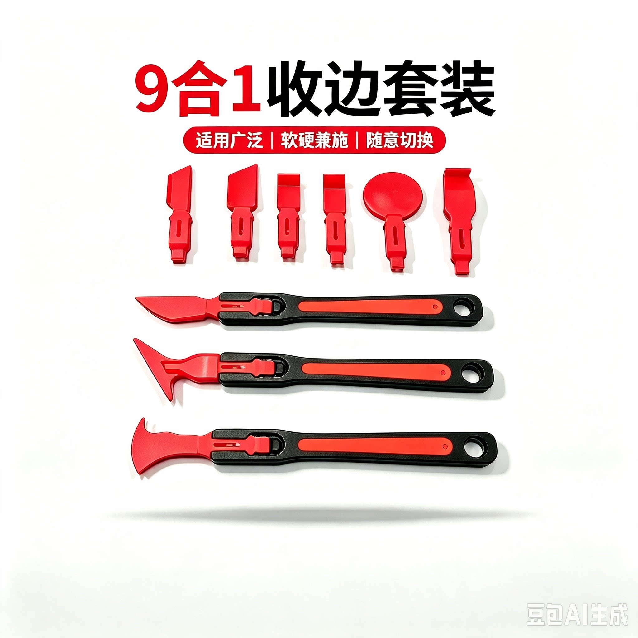 汽车贴膜工具九合一隐形车衣改色膜边缝修边塞边套装小刮板可替换