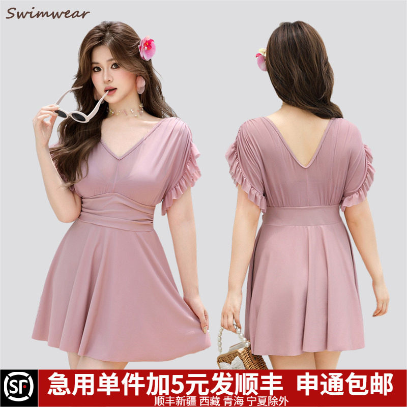 大码泳衣女胖mm遮肉300斤显瘦2025新款高级感泡温泉200斤保守连体