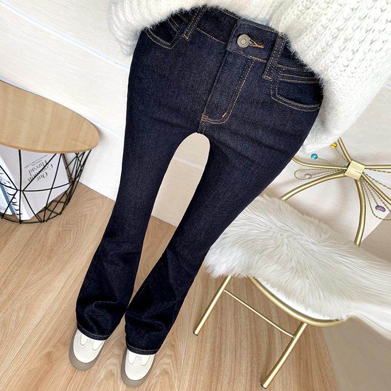 超模腿！丹宁深蓝色加绒加厚牛仔裤女长裤高腰显瘦显腿长喇叭裤,女装/女士精品,牛仔裤,淘宝优惠券,粉丝福利购,淘宝优惠卷
