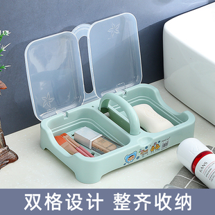 带盖双格创意洗衣皂盒沥水肥皂盒香皂盒大号便携多层有盖双层旅行