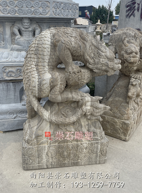 中式仿古石雕吸水兽一对汉白玉精雕招财瑞兽摆件传统石雕工艺品