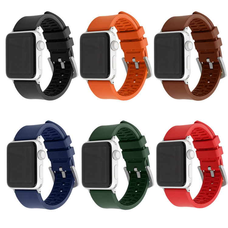 适用苹果apple watch8代通用氟橡胶表带单色高档运动表带现货
