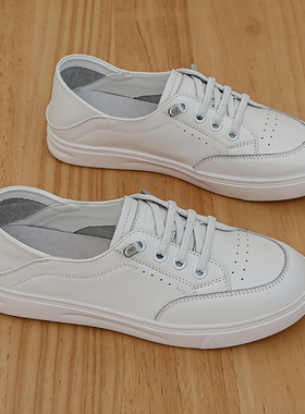 2025新款头层牛皮小白鞋女休闲百搭单鞋平底一脚蹬女板鞋