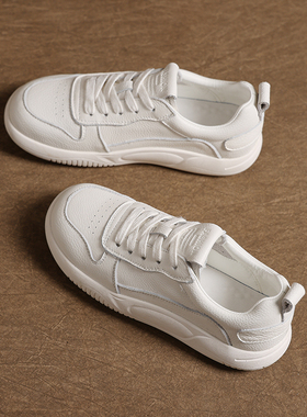 2025春夏新款头层牛皮德训小白鞋女透气休闲小白鞋阿甘运动板鞋