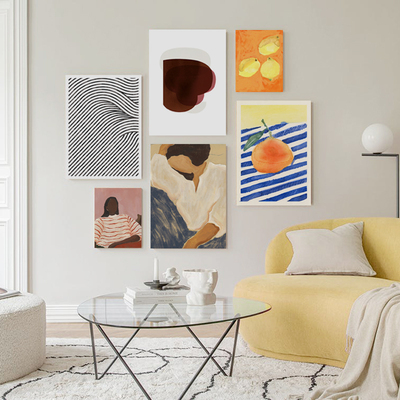 现代简约风格小清新无框装饰画餐厅绷布画客厅卧室挂画房间帆布画