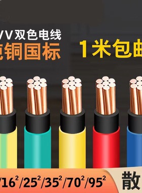 国标纯铜芯电线BVV10/16/25/35/50/70平方阻燃双塑电线电缆零剪