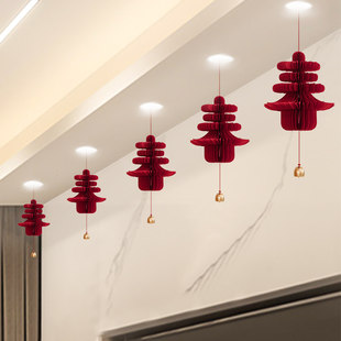 2026新款家庭装饰品吊顶红挂饰过马年小灯笼春节福字马年场景布置