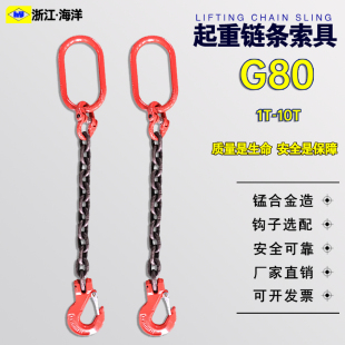 G80锰钢链条索具单腿起重链条吊具组合吊链单支链条吊钩吊装 铁链