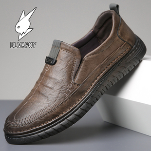 花花公子男鞋2026春夏新款高商务皮鞋男款真皮开车防滑休闲鞋子男