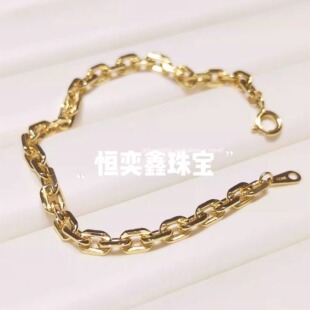 斯巴达手链十字链S925纯银镀18K金男士手链女生k黄手链锁链嘻哈风