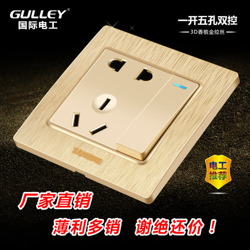 国际电工86型暗装香槟金插座