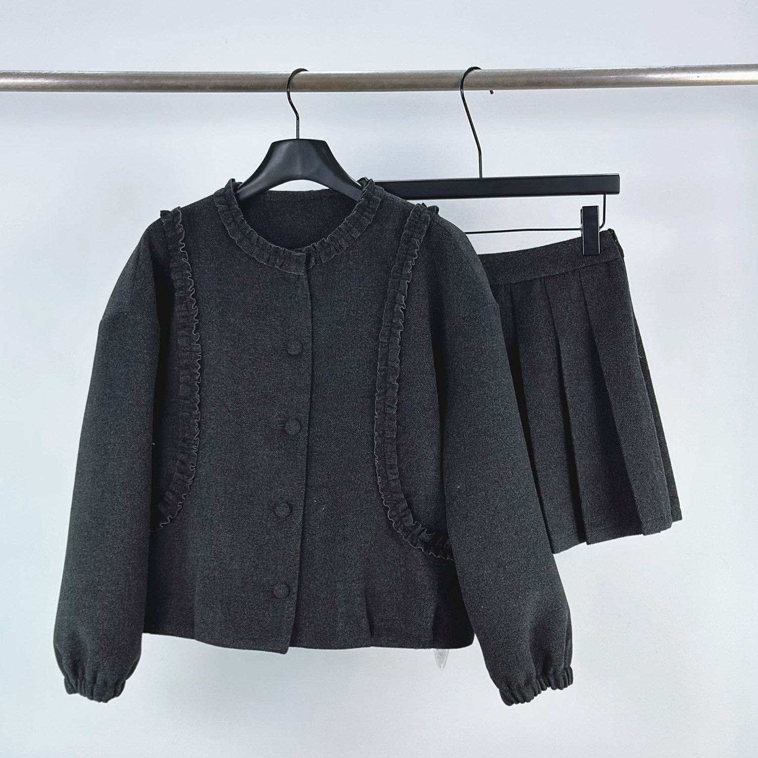 精致显瘦学院风羽绒套装女冬木耳花边毛呢高级感外套百褶裙两件套,女装/女士精品,时尚套装,淘宝优惠券,粉丝福利购,淘宝优惠卷