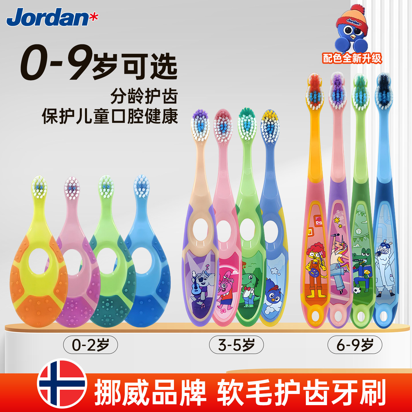 挪威jordan牙刷儿童牙刷宝宝软毛0到3岁6到12岁换牙期幼儿乳牙刷 - 卡米的幻想环球母婴店出品