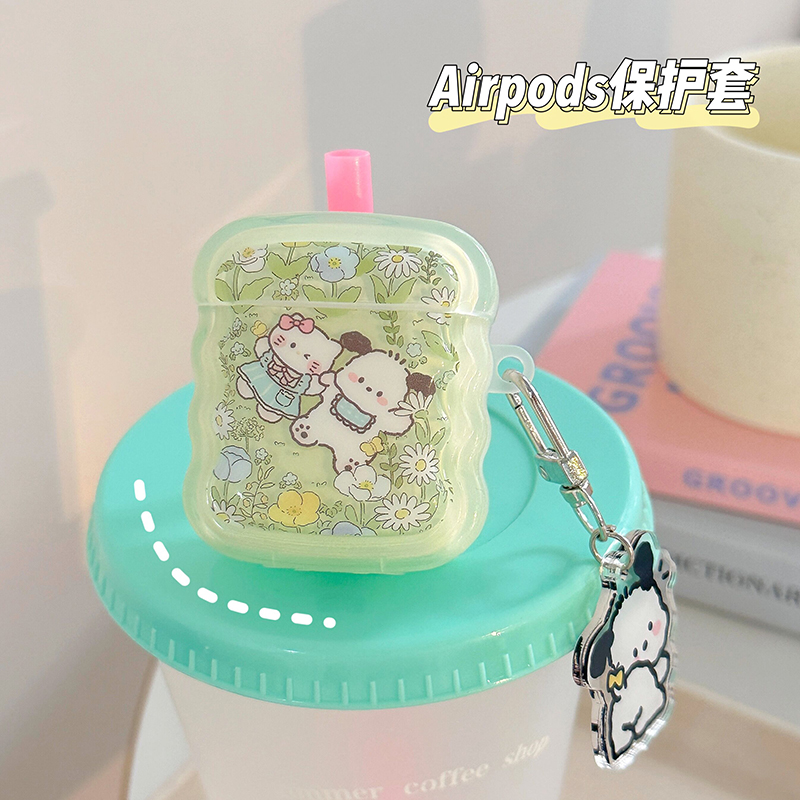 airpods保护壳硅胶适用苹果第一二三代耳机保护壳帕恰狗airprodspro2软壳iphoneairpods绿色耳机套花可爱盒包